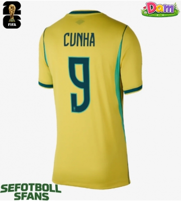 Brasilien Matheus Cunha #9 Hemmatröja Kvinnor VM 2026 Kortärmad